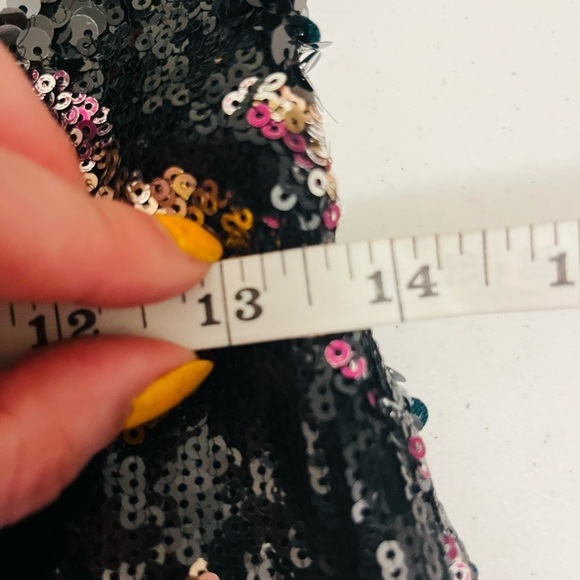 MARCHESA NOTTE dress black pink 8 floral sequin lace off the shoulder formal - Picture 16 of 16